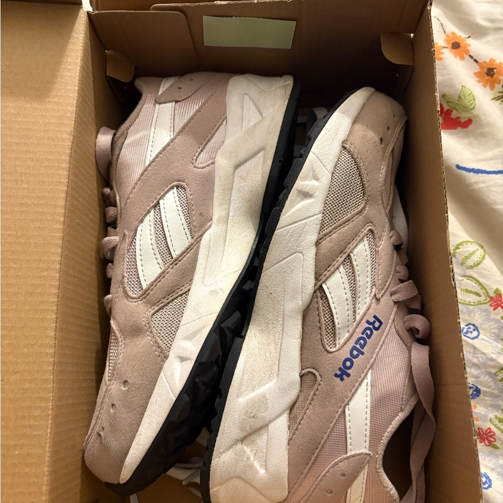 Reebok Taupe and White Athletic Shoes